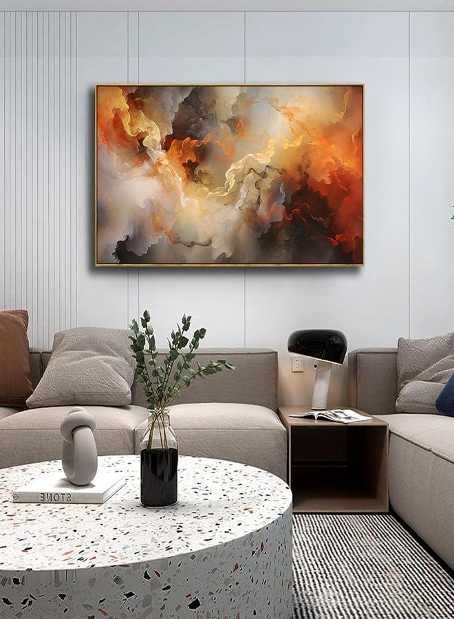 VHMING Abstract Wall Art Framed Ready to Hang Home Decor Orange White Artwork Wall Art Prints Canvas Painting Large Size for Living Room Bedroom Office Decoration 20"x40" - Image 2